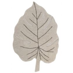 Tapis Feuille Monstera beige naturel en Coton