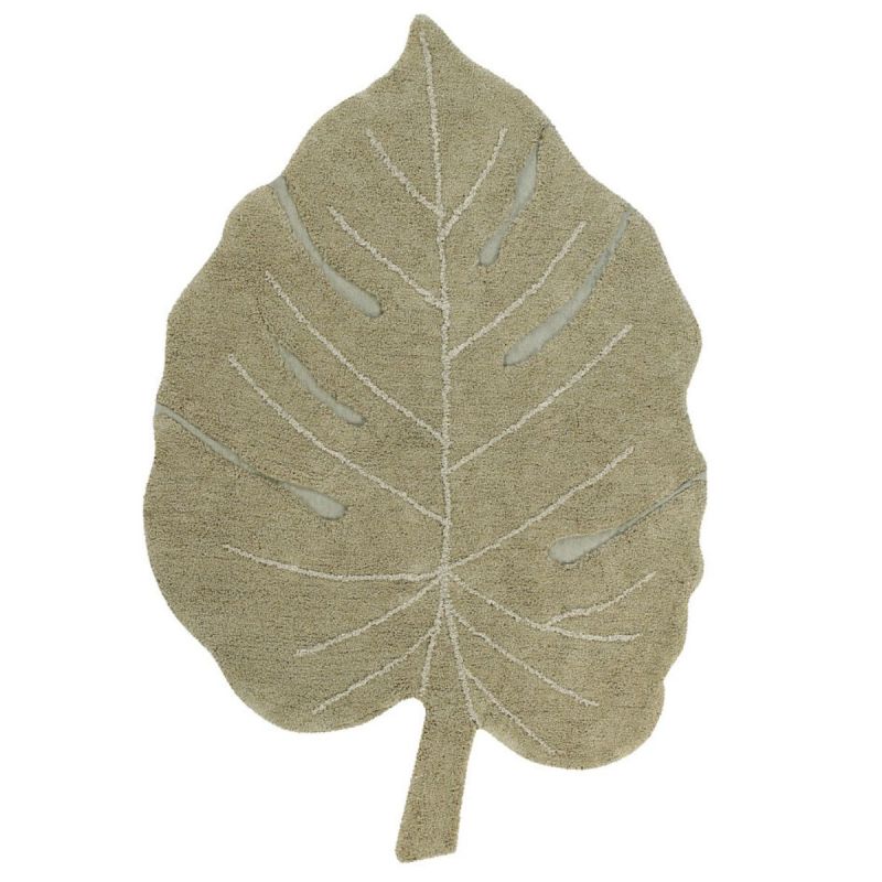 Tapis Feuille Monstera Olive en Coton