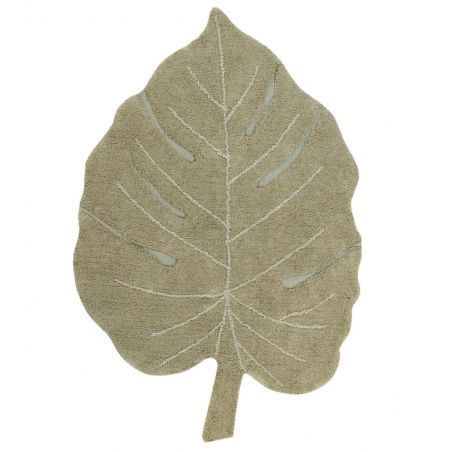 Tapis Feuille Monstera Olive en Coton