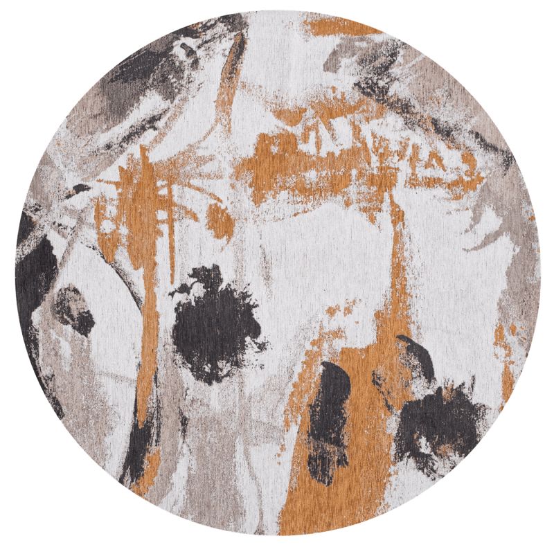 Tapis abstrait orange et gris en PET Fresque Middle of