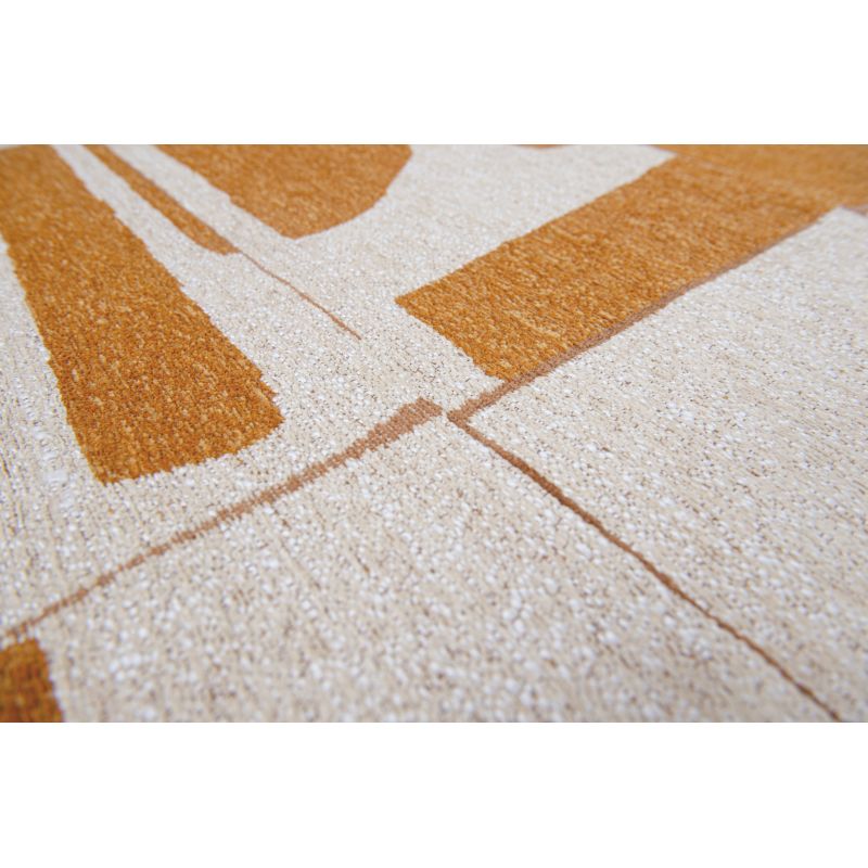 Tapis contemporain ocre en PET Papercut Curry motif