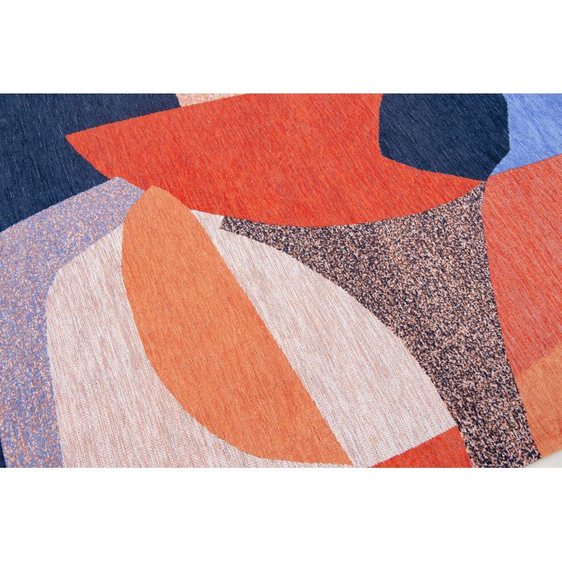 Tapis abstrait bleu et orange en PET Shapes Carpe Diem