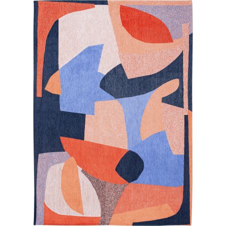 Tapis abstrait bleu et orange en PET Shapes Carpe Diem