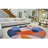 Tapis abstrait bleu et orange en PET Shapes Carpe Diem salon rond