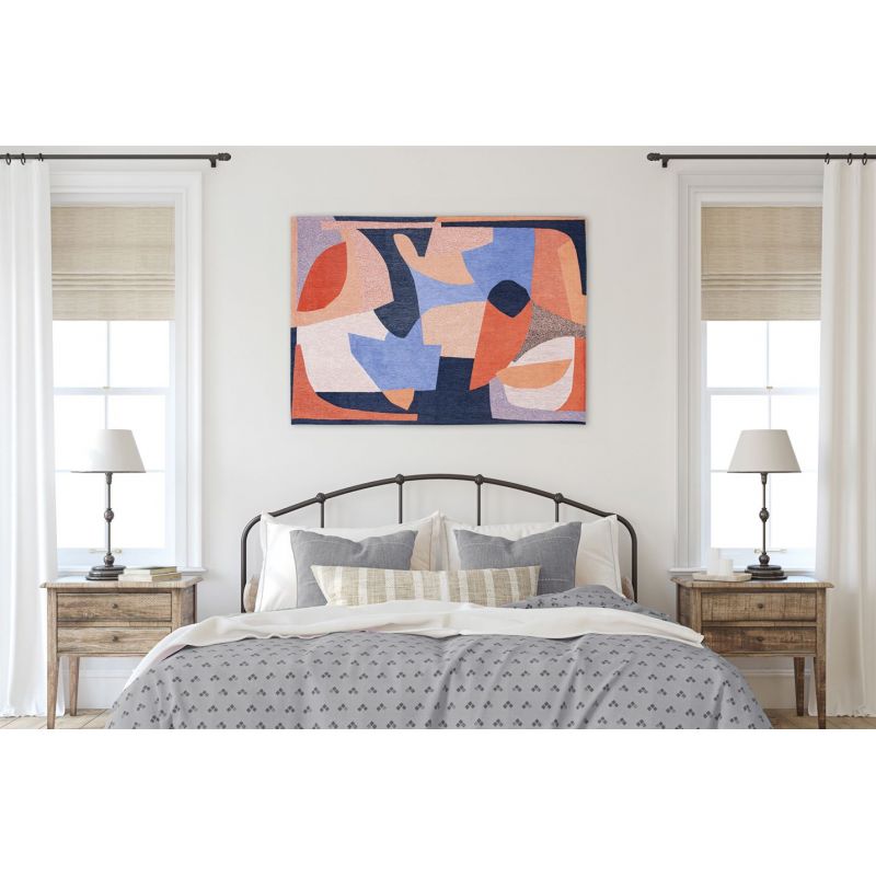 Tapis abstrait bleu et orange en PET Shapes Carpe Diem mural