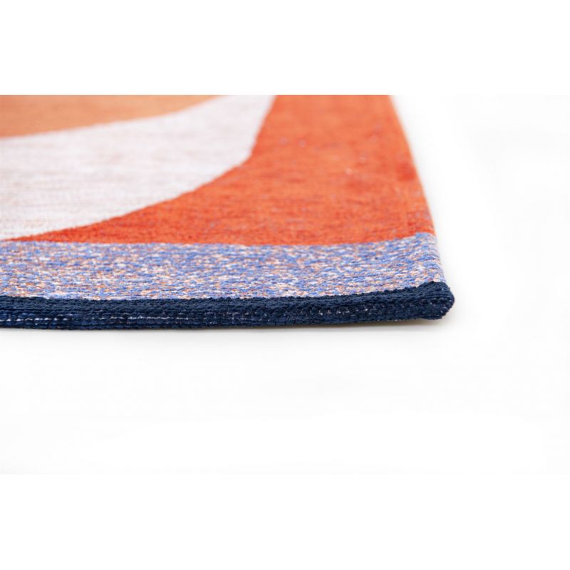 Tapis abstrait bleu et orange en PET Shapes Carpe Diem epaisseur