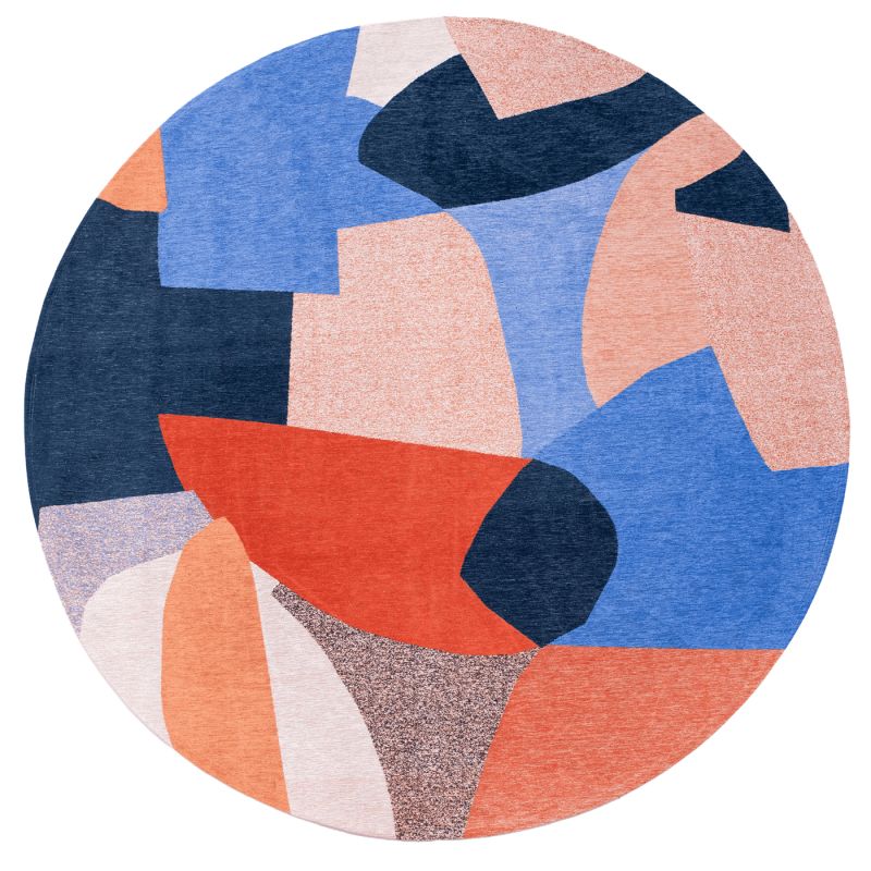 Tapis abstrait bleu et orange en PET Shapes Carpe Diem