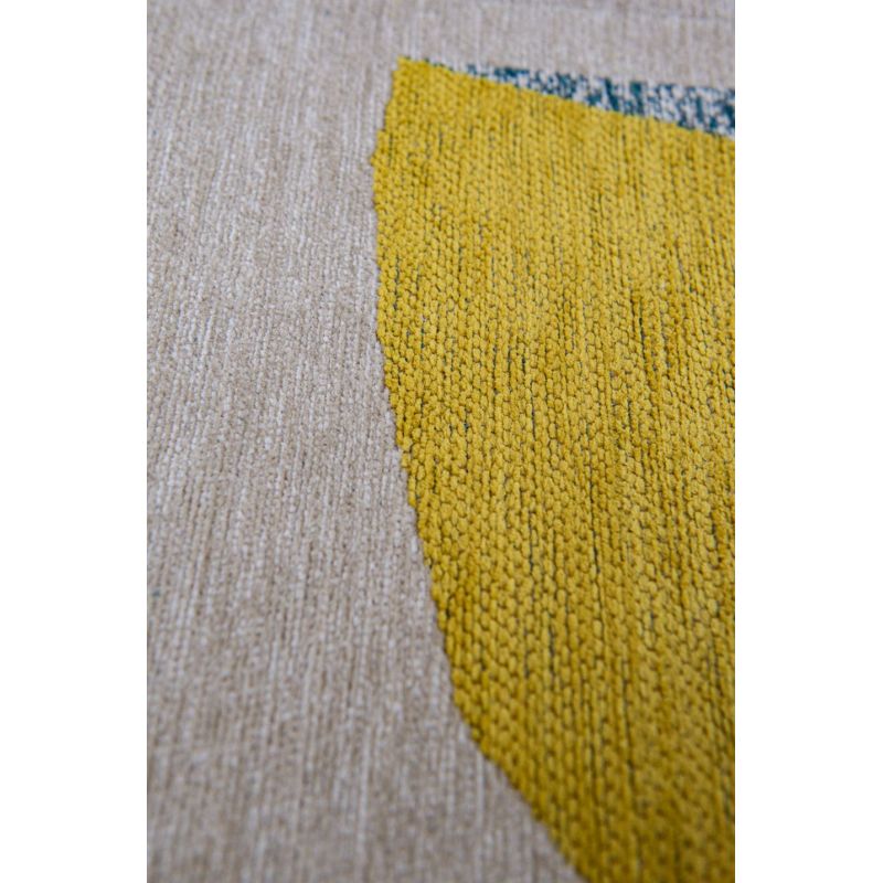 Tapis abstrait bleu et jaune en PET Shapes Duck Song motif