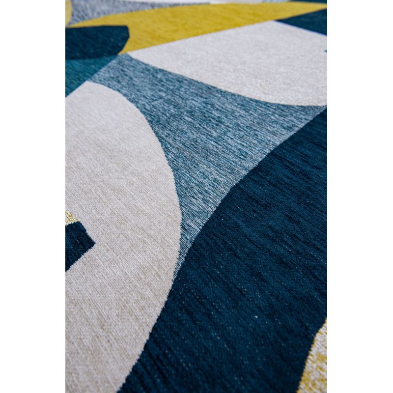 Tapis abstrait bleu et jaune en PET Shapes Duck Song zoom