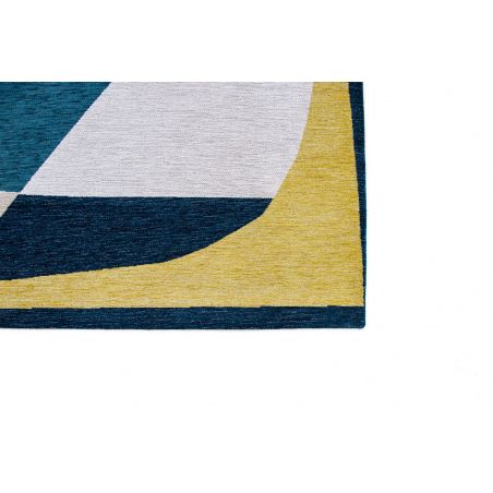 Tapis abstrait bleu et jaune en PET Shapes Duck Song epaisseur Tapis abstrait bleu et jaune en PET Shapes Duck Song epaisseur