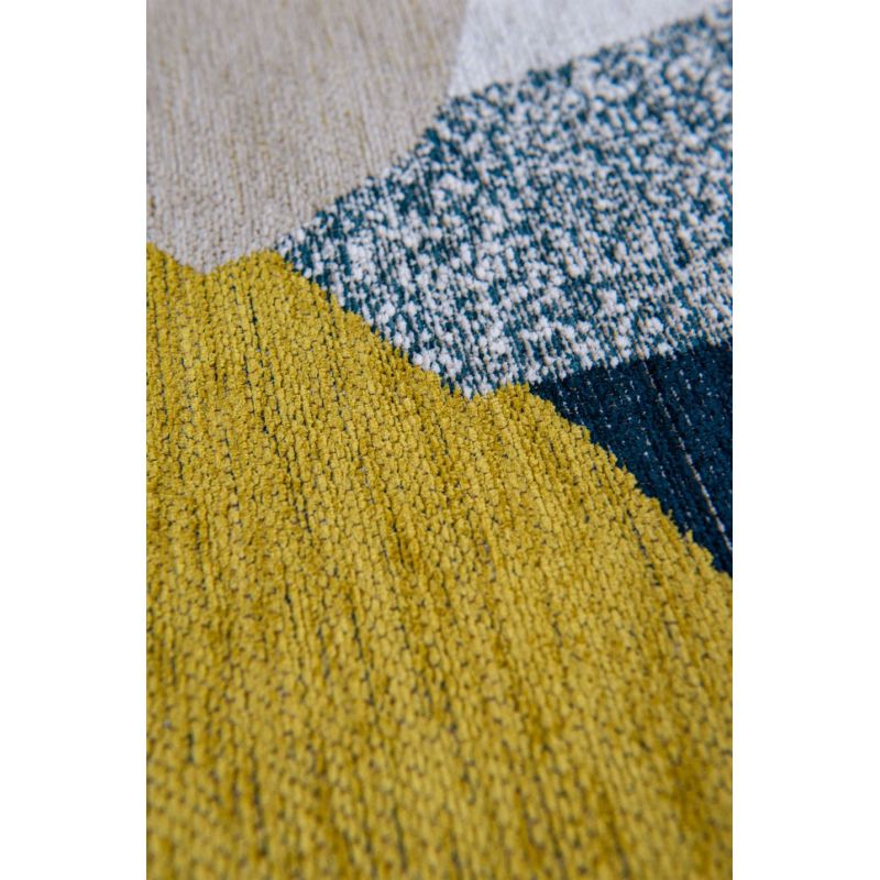 Tapis abstrait bleu et jaune en PET Shapes Duck Song detail