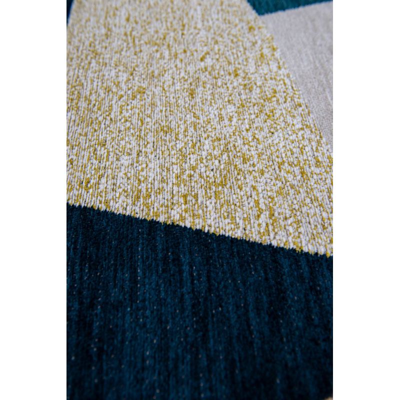 Tapis abstrait bleu et jaune en PET Shapes Duck Song design