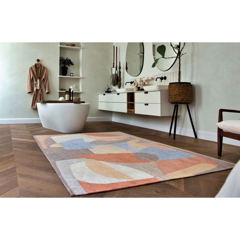 Tapis abstrait PASTEL en PET Shapes Secret salon