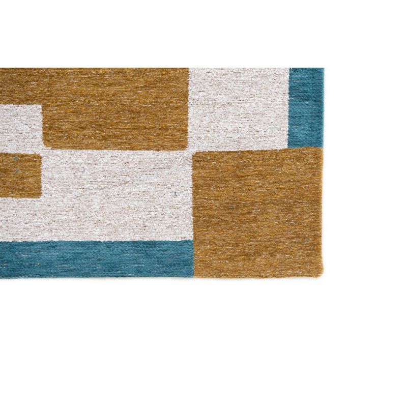 Tapis moderne décor damiers miel en PET Chess Honey DESSIN