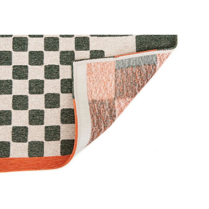 Tapis moderne décor damiers vert en PET Deep Green dos