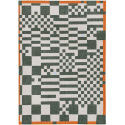 Tapis moderne décor damiers vert en PET Deep Green