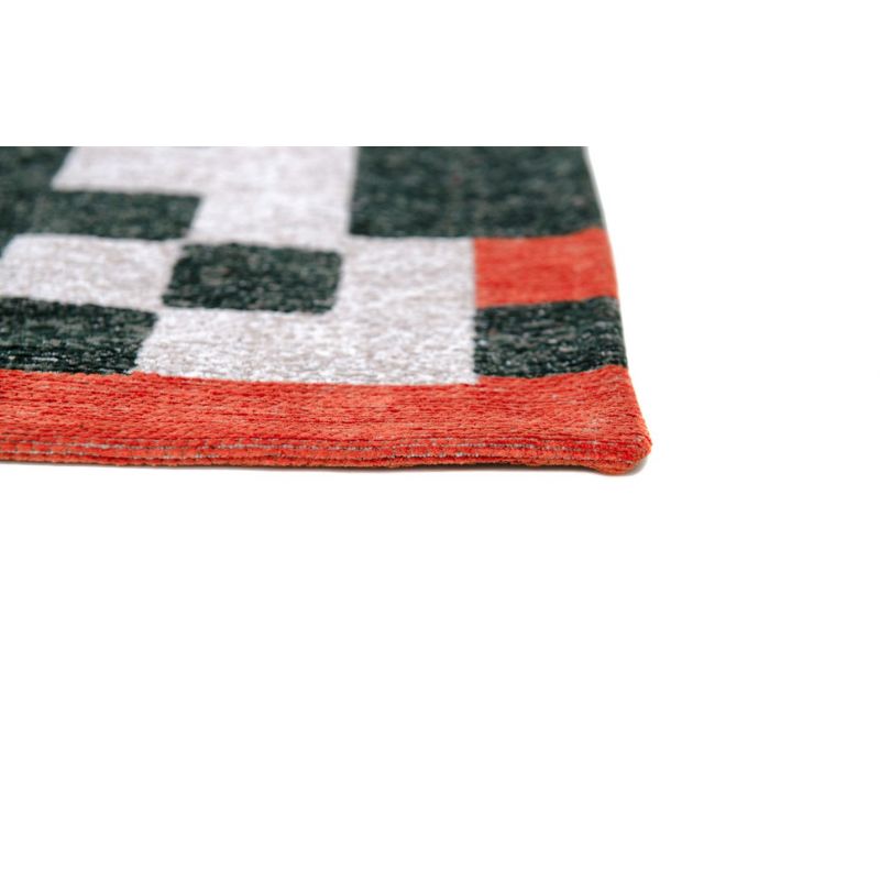 Tapis moderne décor damiers vert en PET Deep Green epaisseur