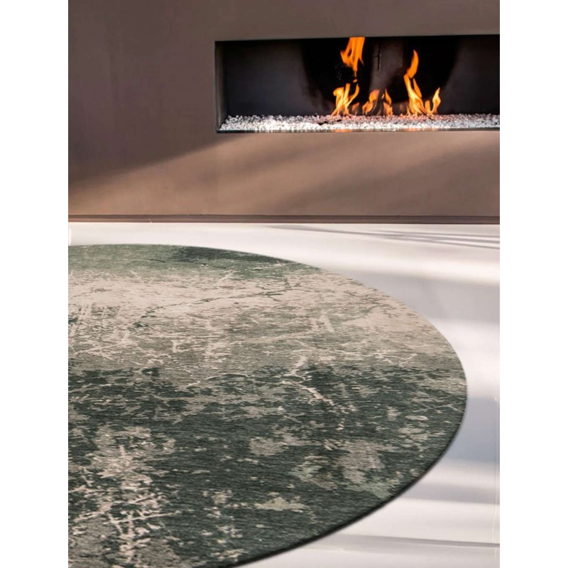 Tapis de Salon Design Mad Men Cracks Vert rond salon