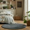 Tapis rond en polyester recyclé gris Snuggle Fluffy