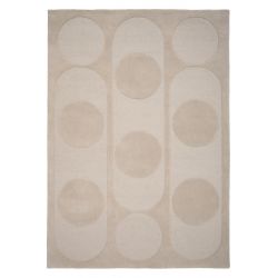Tapis design en relief tufté main en laine beige Orb Alliance