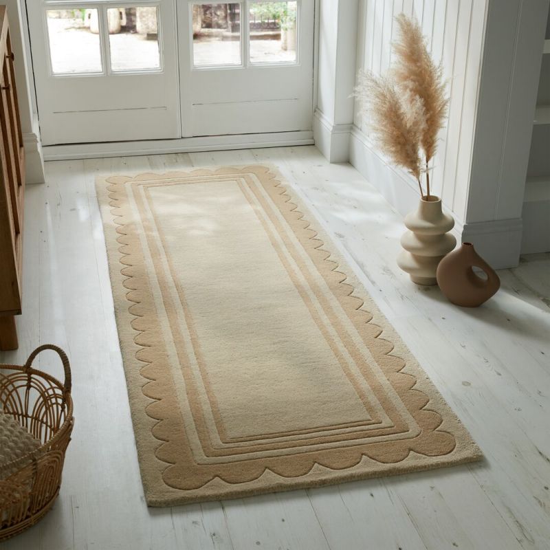 Tapis de couloir en laine beige naturel Lois