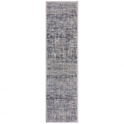 Tapis de salon en fibre synthétique bleu Trace