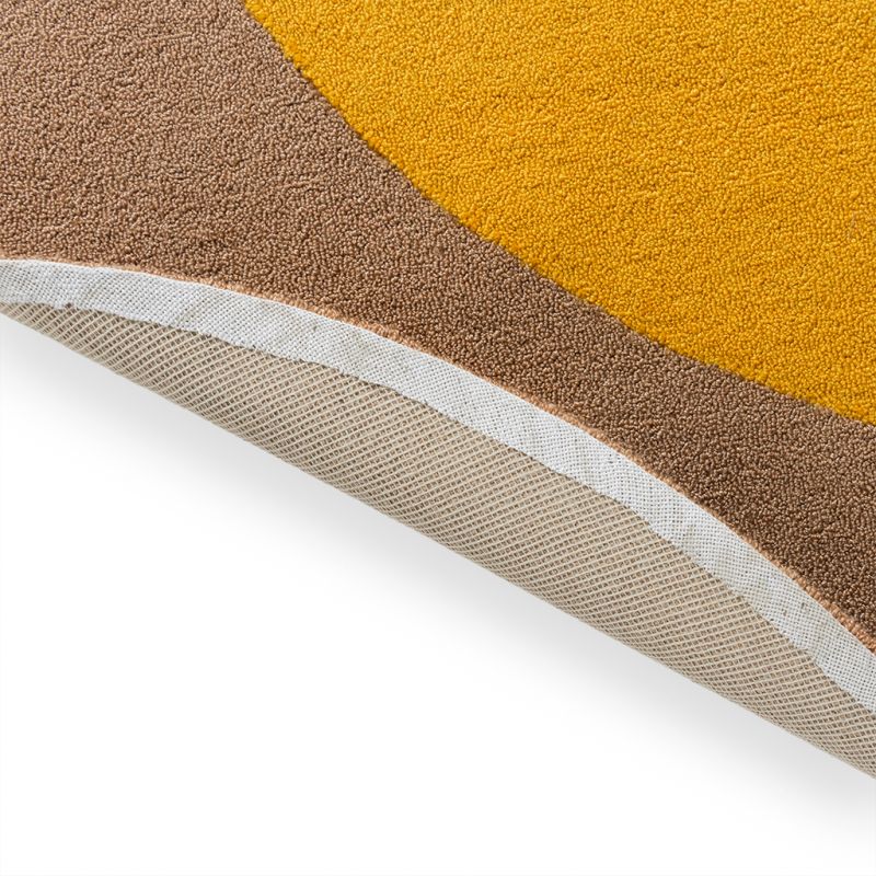 Tapis exterieur rond 100% PET recyclé jaune Festival dos