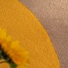 Tapis exterieur rond 100% PET recyclé jaune Festival detail