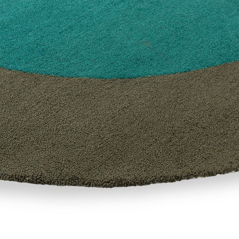 Tapis exterieur rond 100% PET recyclé bleu vert Festival bord