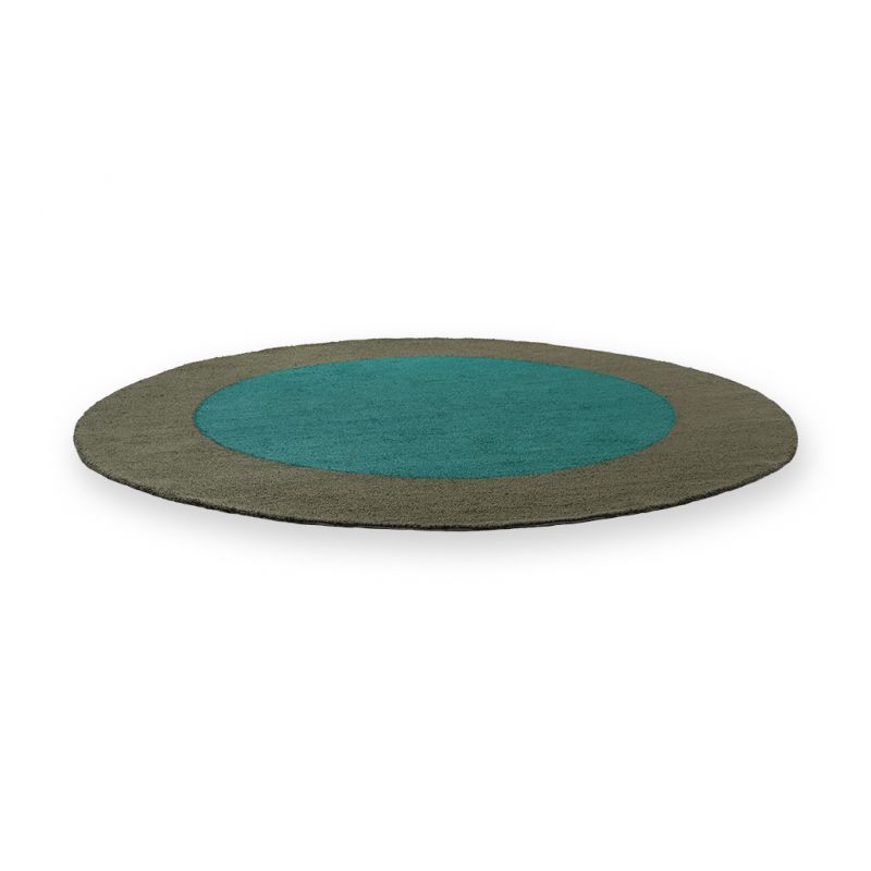 Tapis exterieur rond 100% PET recyclé bleu vert Festival