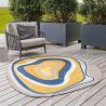 Tapis exterieur forme originale PET recyclé ocre et gris AURA jardin