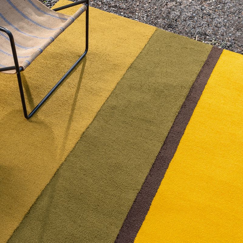 Tapis exterieur en PET recyclé Jaune Stripe couleurs