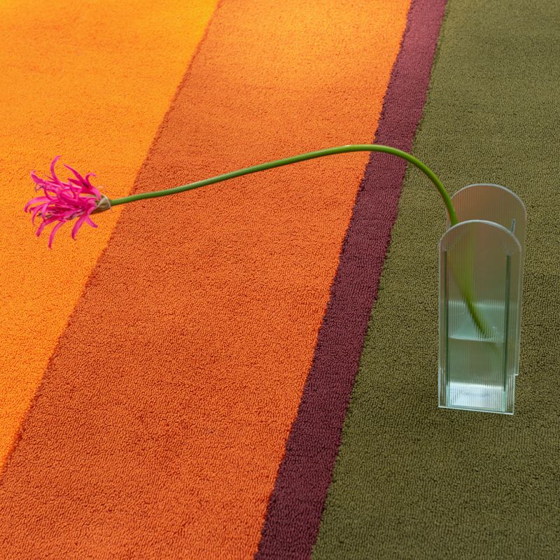 Tapis exterieur en PET recyclé Orange Festival Stripe motif