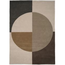 Tapis de salon en laine beige, gris, vert Olive Radiality