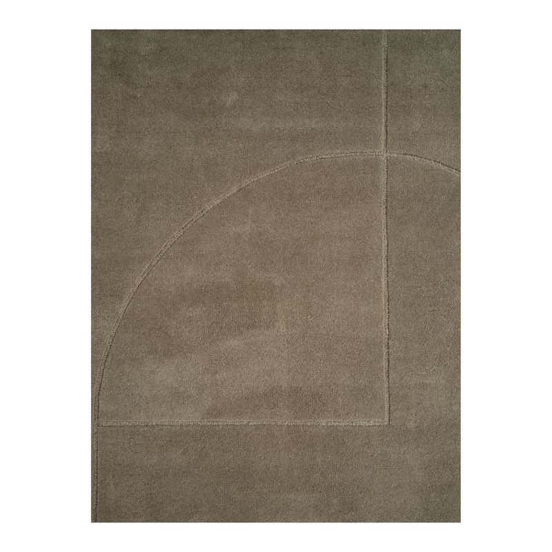 Tapis de salon en relief vert foncé mousse Lineal Poem