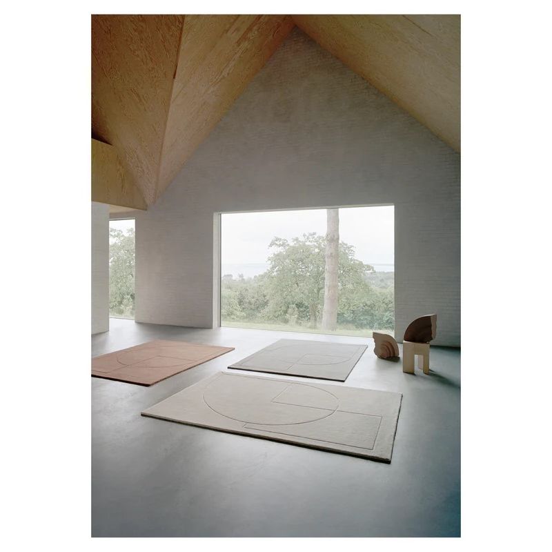 Tapis de salon en relief beige Lineal Poem