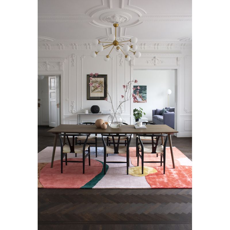 Tapis prestige laine et viscose multicolore Flower Field salle à manger