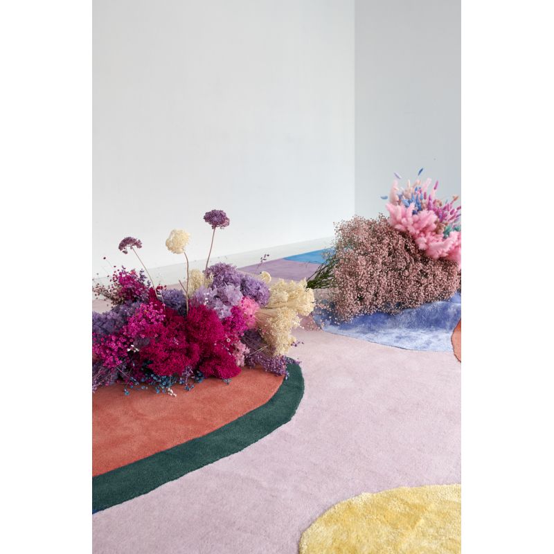 Tapis prestige laine et viscose multicolore Flower Field motifs