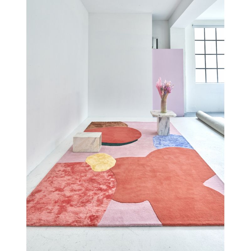 Tapis prestige laine et viscose multicolore Flower Field sejour