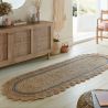 Tapis couloir en jute Gris Grace ambiance séjour