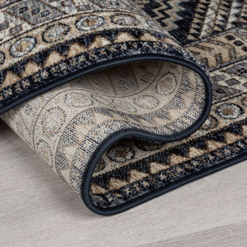 Tapis polypropylène motifs ethniques bleu Babylon dos