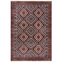 Tapis polypropylène motifs ethniques rouge Babylon