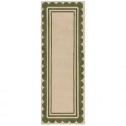 Tapis en laine vert Lois couloir