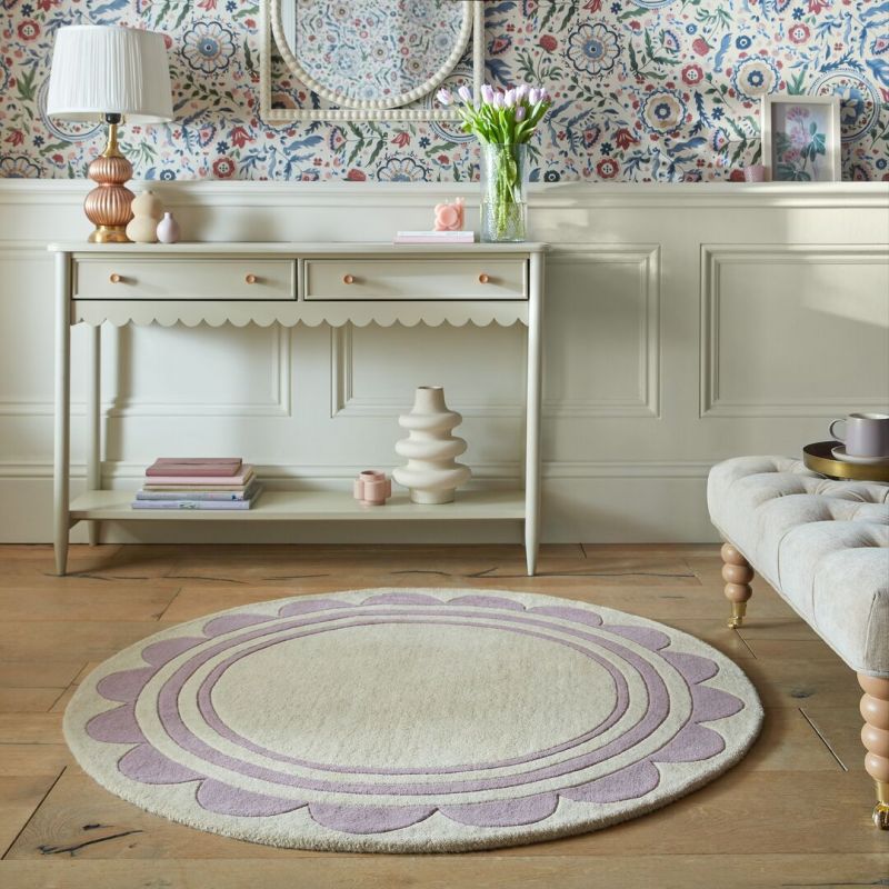 Tapis en laine mauve Lois rond ambiance
