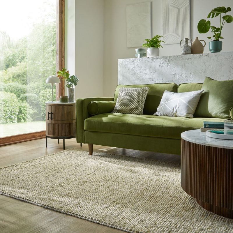 Tapis en laine effet bulles Vert chiné Minerals salon