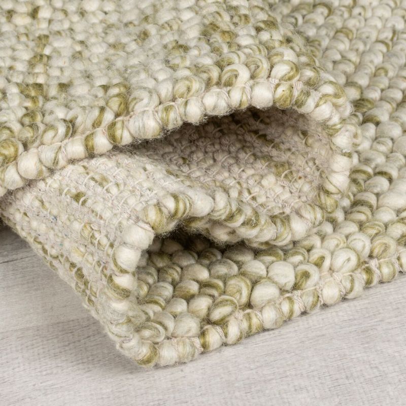 Tapis en laine effet bulles Vert chiné Minerals dos