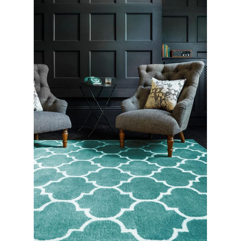 Tapis contemporain Picpus bleu vert céladon