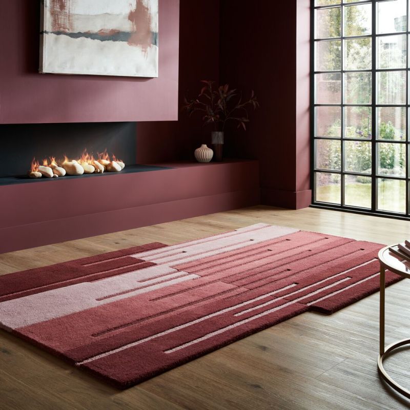Tapis en laine forme originale rouge Split salon
