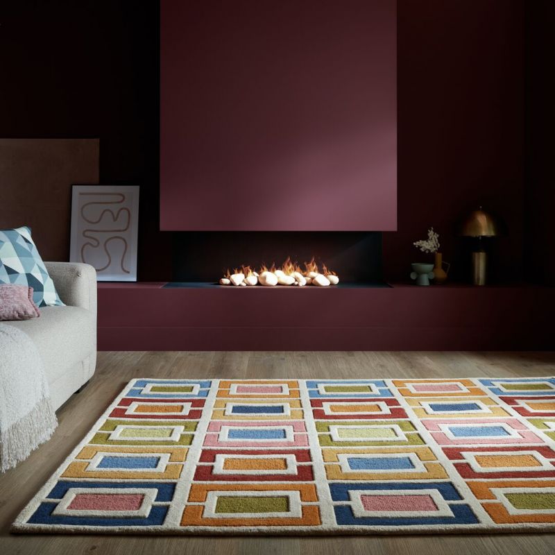 Tapis moderne multicolore Retro Blocks ambiance