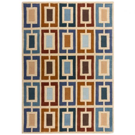 Tapis moderne bleu Retro Blocks Tapis moderne bleu Retro Blocks